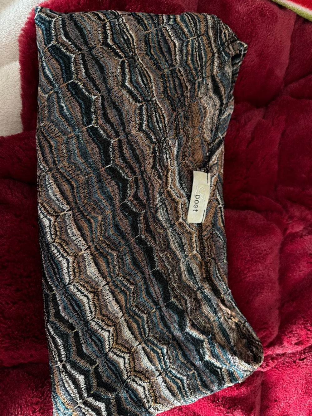 Neutral Patterned Asymmetrical Semi-Sheer Top - large - Picture 8 of 8